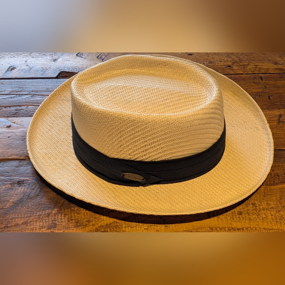 Stylish Tan Panama Jack Fedora with Black Band